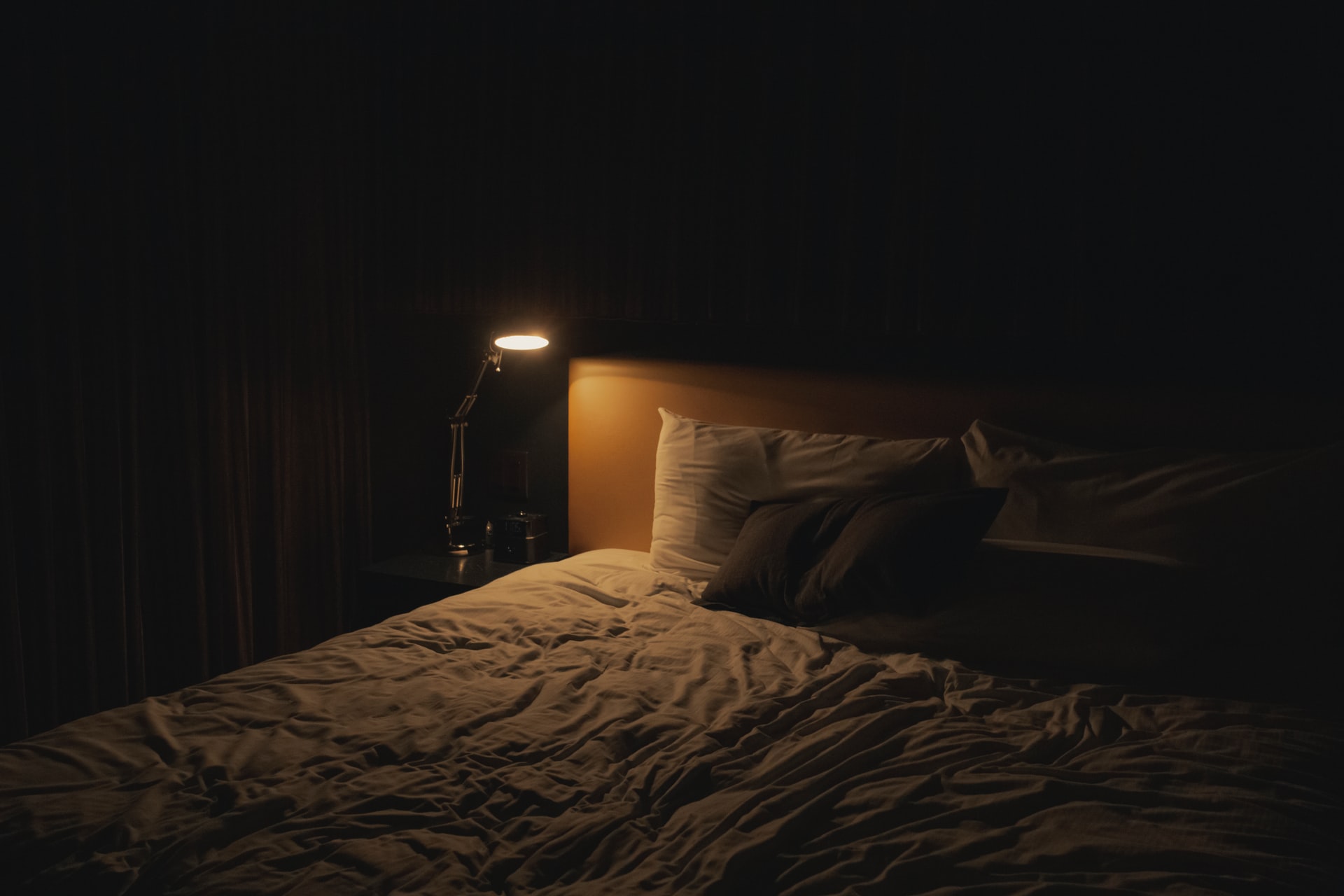 Bed with night lamp